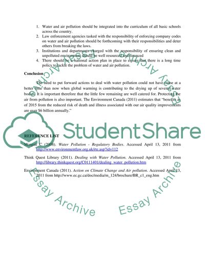 Actions for Dealing with Water and Air Pollution