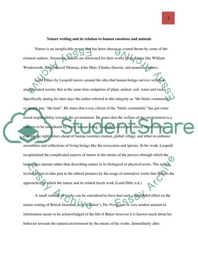 The Interrelationships Between Animals and Humans in the Nature Writing