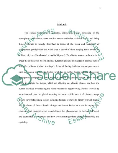 Climate Change and Its Impact on Health