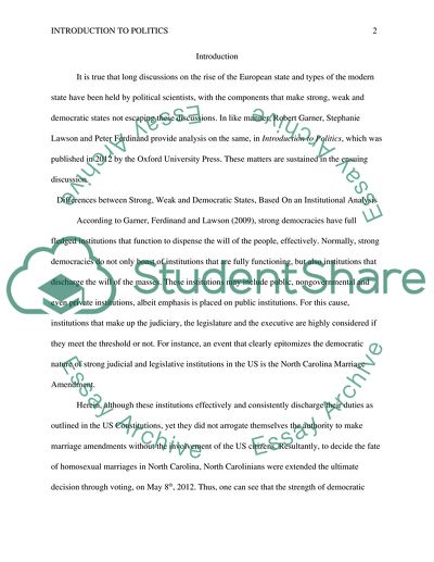 Introduction to Politics - Differences between Strong, Weak, and Democratic States