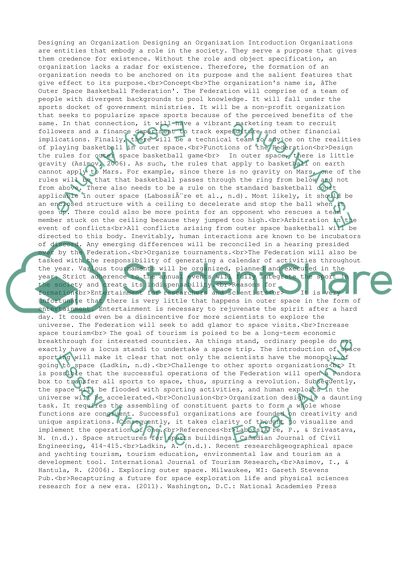 Designing an Organization: The Outer Space Basketball Federation