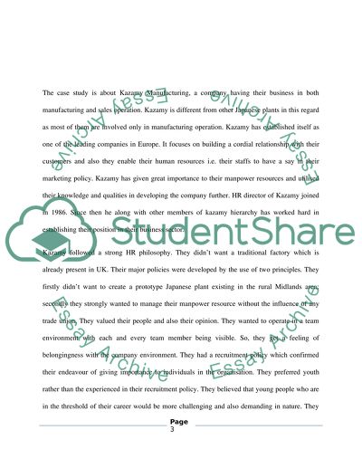 Strategic Human Resource Management at Kazamy Manufacturing