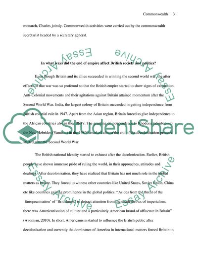 The Development of Britains Relationship with the Commonwealth