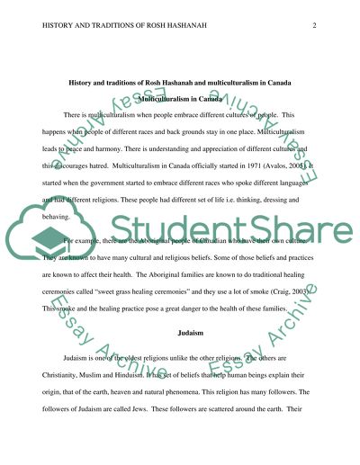 History and traditions of Rosh Hashana and multiculturalism in canada