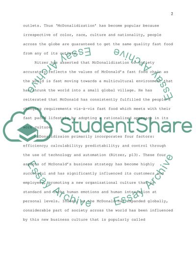 The McDonaldization of Society