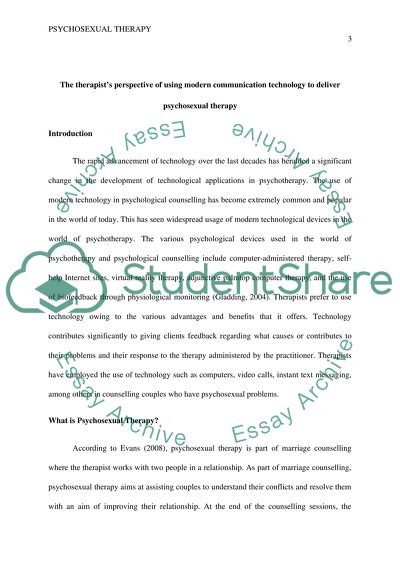 Communication Technology to Deliver Psychosexual Therapy