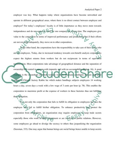 Relationship between Employee and the Corporation