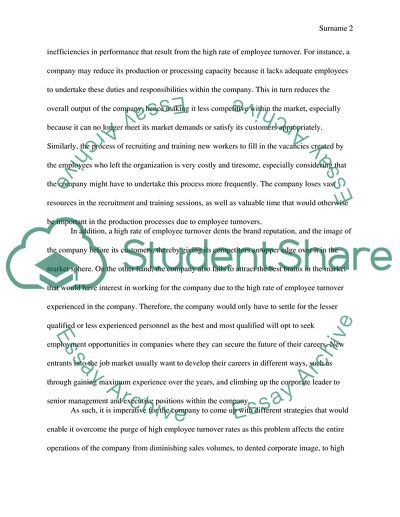 High Rate of Employee Turnover