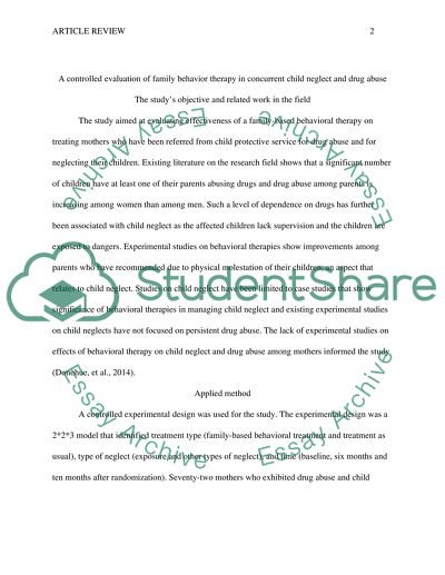 A controlled evaluation of family behavior therapy in concurrent child neglect and drug abuse