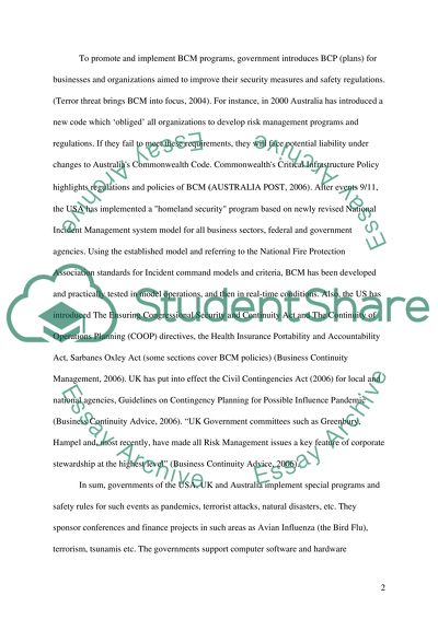 Business continuity management