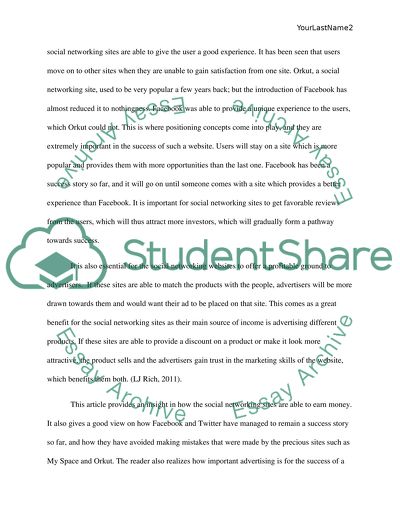 Positioning Concepts In Social Networking