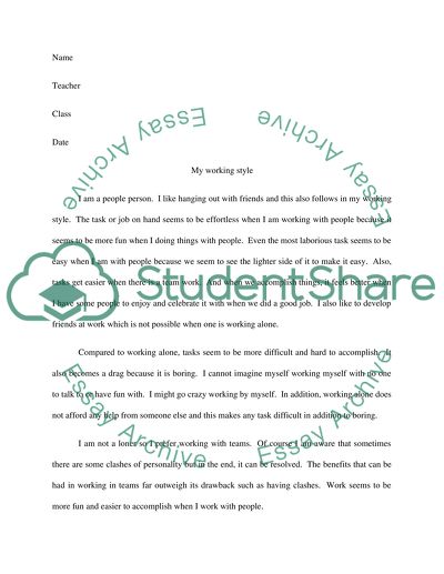 Working Style - Preferring Work in Teams