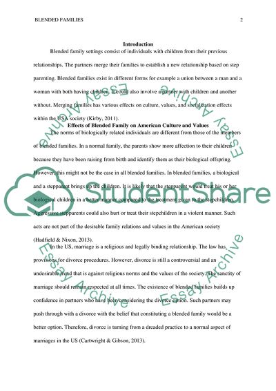 Effects of Blended Family on American Culture and Values