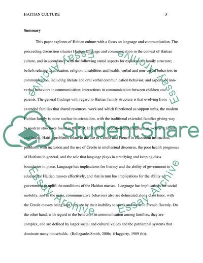 Haitian Culture - Communication Interactions between Children and Parents