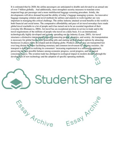 Air Transport: Todays Baggage Managing Systems