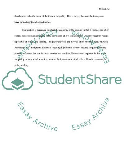 Income Inequality among Americans and Immigrants