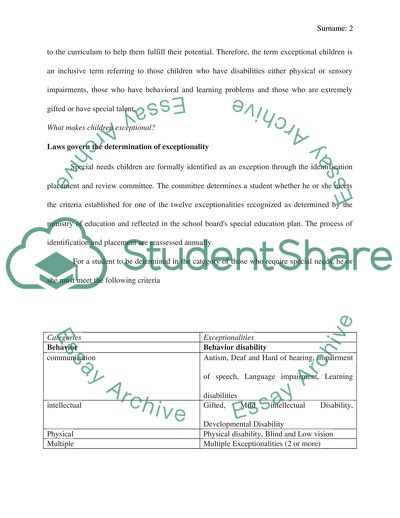 Characters of the Exceptional Child