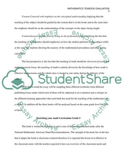 Mathematics Textbook Evaluation