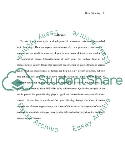 Role of Gene Silencing in the Development of Cancer
