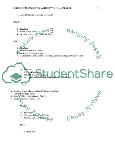 sample essay on sustainable tourism