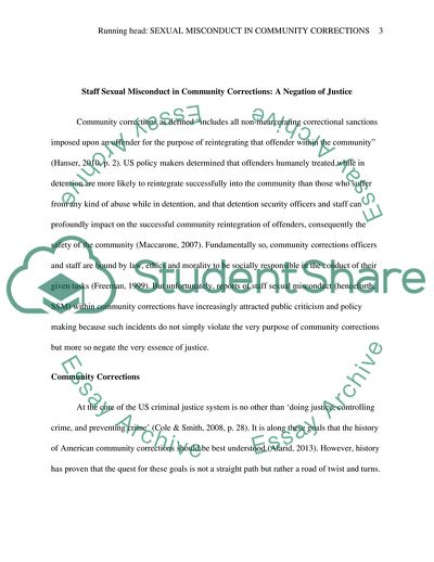 Staff Sexual Misconduct in Community Corrections: A Negation of Justice