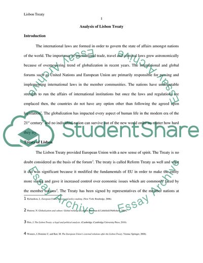 Analysis of Lisbon Treaty