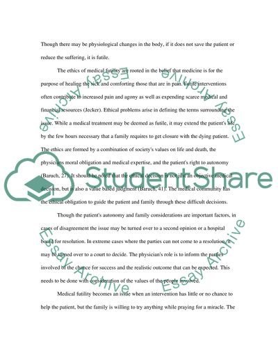 Medical Futility: The Ethical Dilemma