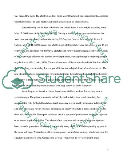 Obesity in Children and the Role of Public Schools