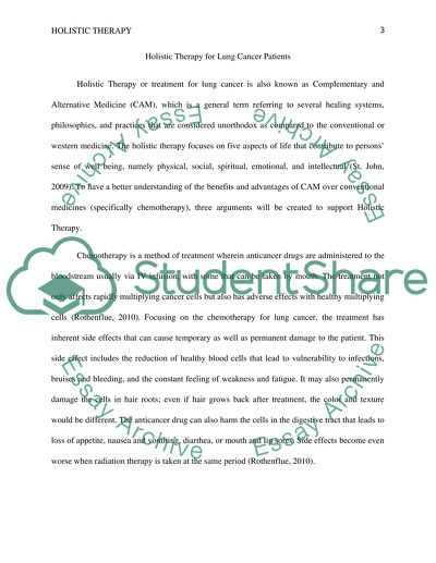 Argument in favor of Holistic Therapy for Lung Cancer Patients