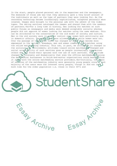 External Analysis of the Online Matchmaking Industry