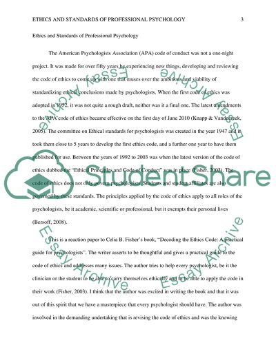 Ethics and Standards of Professional Psychology