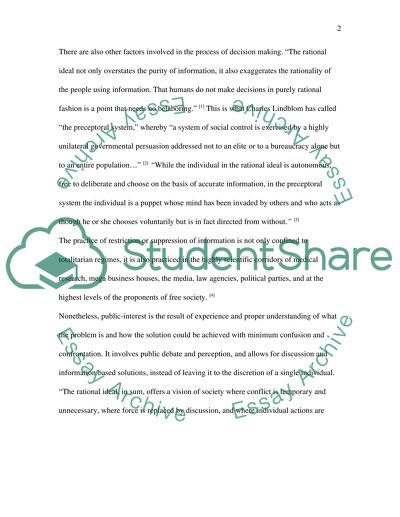 Policy Choices - Individuals Motivation and Collective Action