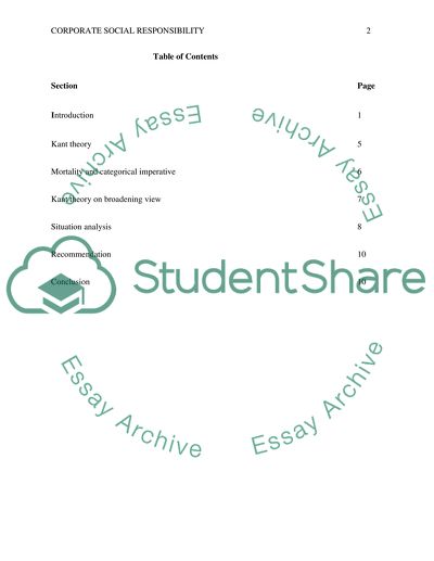 Relationship between Corporate Social Responsibility and Kant Ethics Theory