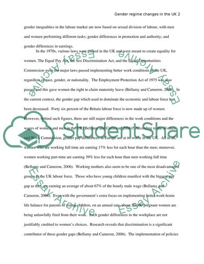 Gender Regime Changes in Britain in Light of the Economic Profile of Women