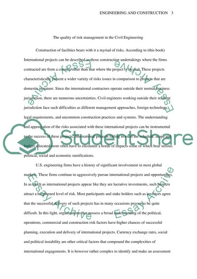 The quality of risk management in the Civil Engineering