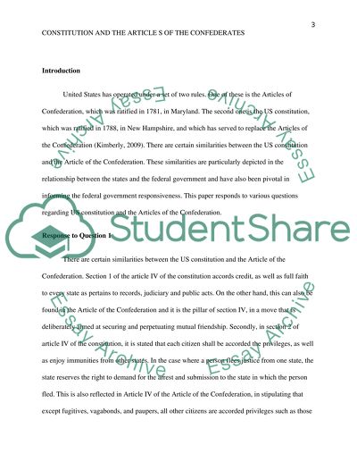 The U.S. Constitution and the Articles of Confederation