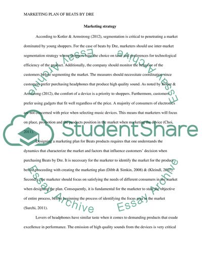 Marketing Plan of Beats by dre. Assignment: Part D