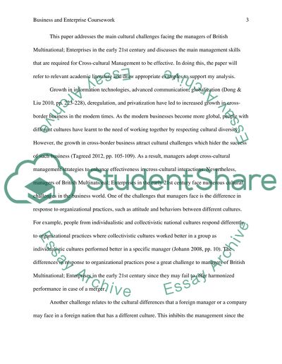 The Main Cultural Challenges Facing the Managers of British Multinational Enterprises