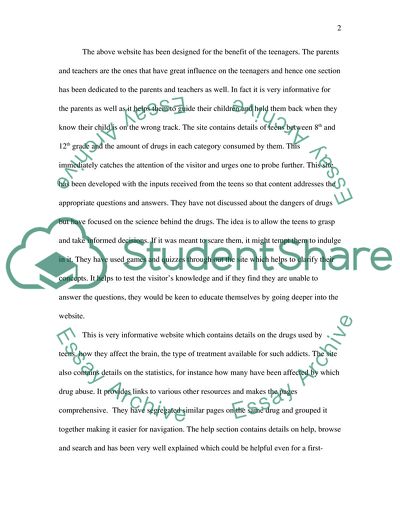 Analysis of NIDA Website for Teens