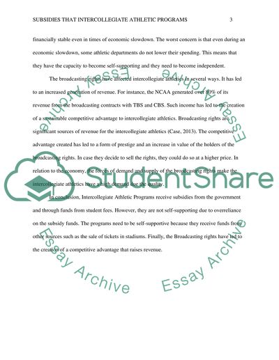 Subsidies that Intercollegiate Athletic Programs
