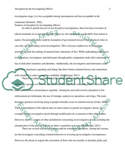 Deception by the Investigating Officer