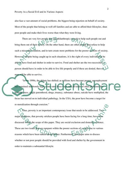 Poverty As a Social Evil and its Various Aspects