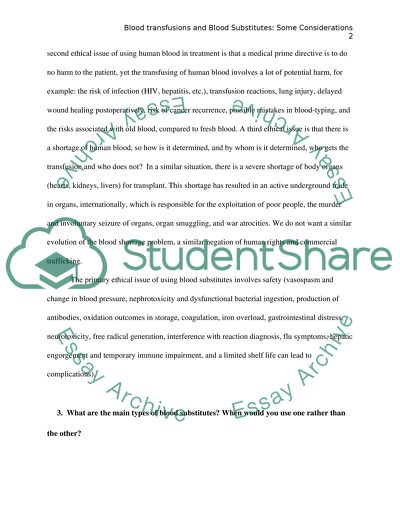 Blood Transfusions and Blood Substitutes: Some Considerations