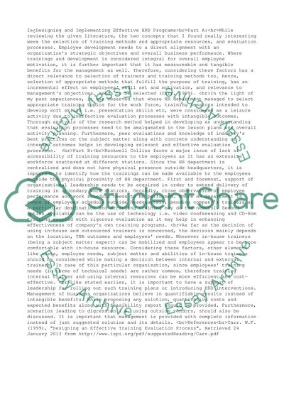 Designing and Implementing Effective HRD Programs