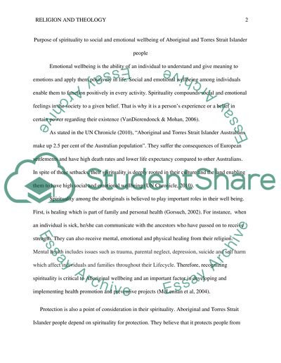 Purpose of Spirituality to the Social Wellbeing of Aboriginals