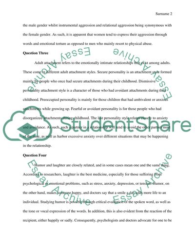 Psychology Questions