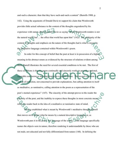 Argument analyis on Tintern Abbey Critisism