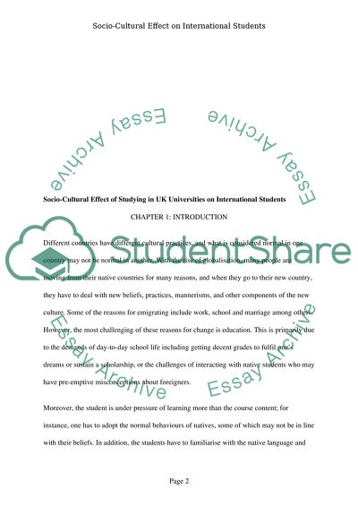Socio-Cultural Effect on International Students
