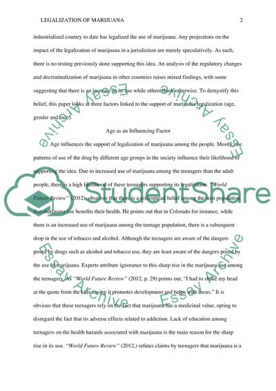 Influence of Age, Gender and Race In the Legalization of Marijuana