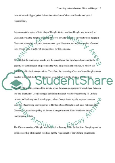 Censorship Problem between China and Google